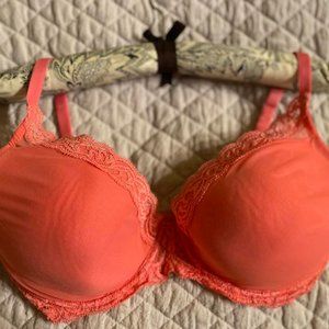 Natori Hot-pink Bra, Lace, Padded Cups, 36DD